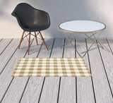 2' X 4' Gray and Ivory Geometric Stain Resistant Indoor Outdoor Area Rug