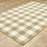 2' X 4' Gray and Ivory Geometric Stain Resistant Indoor Outdoor Area Rug