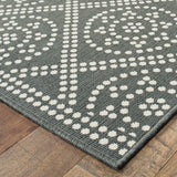 4' X 6' Gray and Ivory Geometric Stain Resistant Indoor Outdoor Area Rug