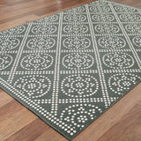 4' X 6' Gray and Ivory Geometric Stain Resistant Indoor Outdoor Area Rug