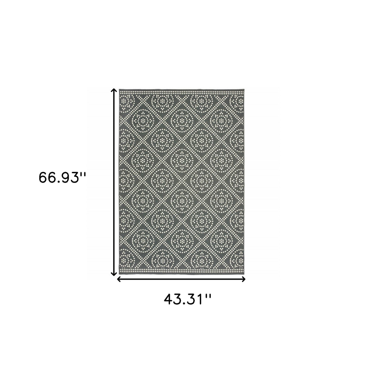 4' X 6' Gray and Ivory Geometric Stain Resistant Indoor Outdoor Area Rug