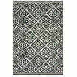 5' X 8' Gray and Ivory Geometric Stain Resistant Indoor Outdoor Area Rug