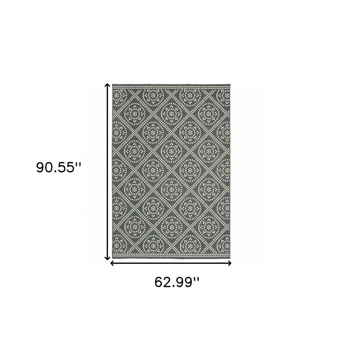 5' X 8' Gray and Ivory Geometric Stain Resistant Indoor Outdoor Area Rug