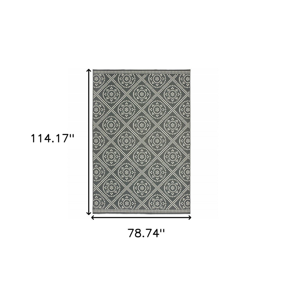 7' X 10' Gray and Ivory Geometric Stain Resistant Indoor Outdoor Area Rug