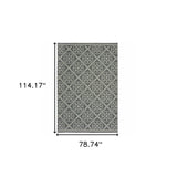 7' X 10' Gray and Ivory Geometric Stain Resistant Indoor Outdoor Area Rug