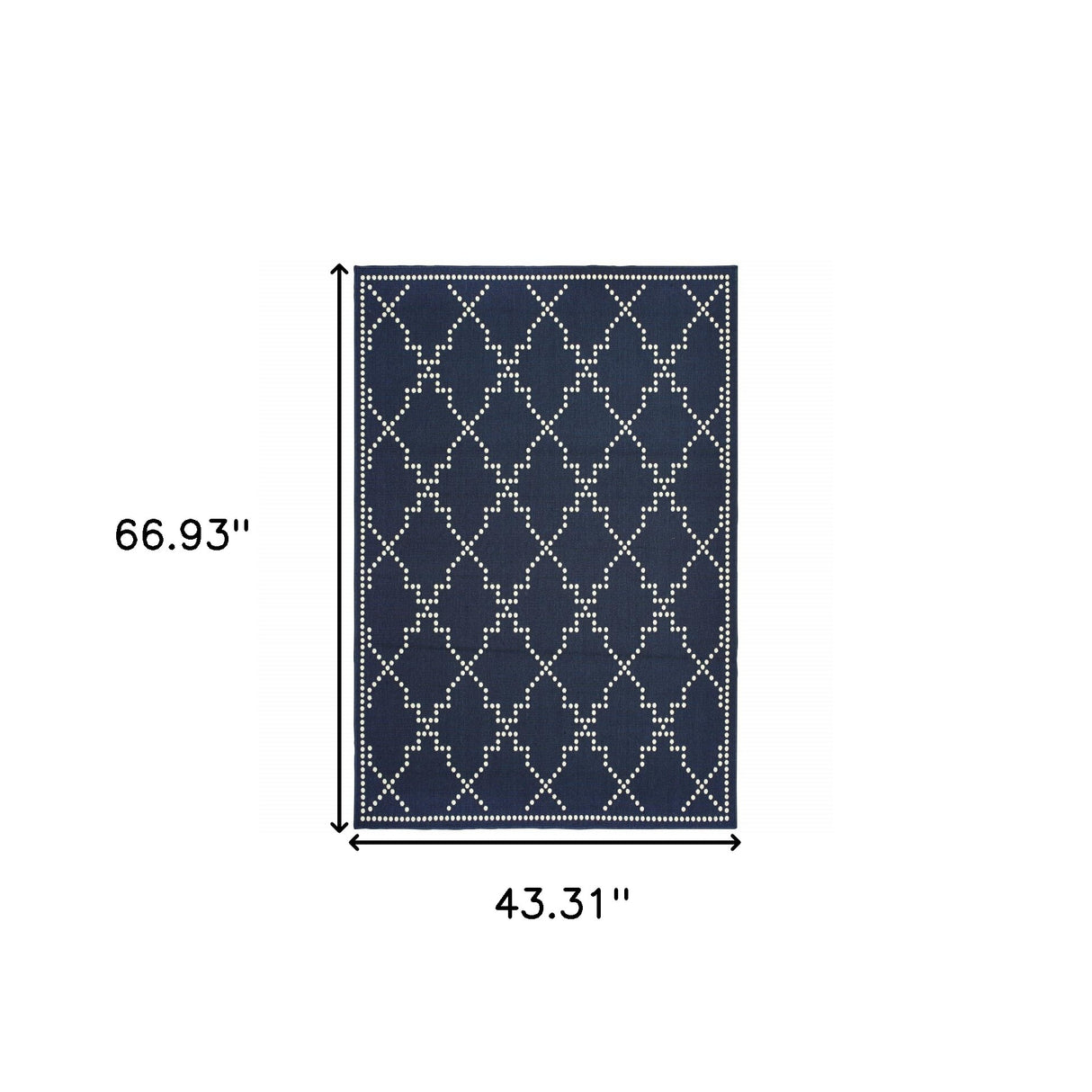 4' X 6' Blue and Ivory Geometric Stain Resistant Indoor Outdoor Area Rug