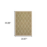 2' X 4' Tan Geometric Stain Resistant Indoor Outdoor Area Rug