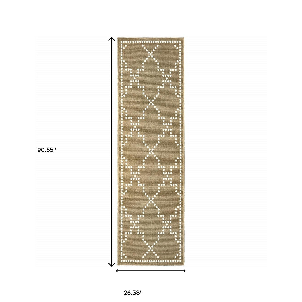 2' X 8' Tan Geometric Stain Resistant Indoor Outdoor Area Rug