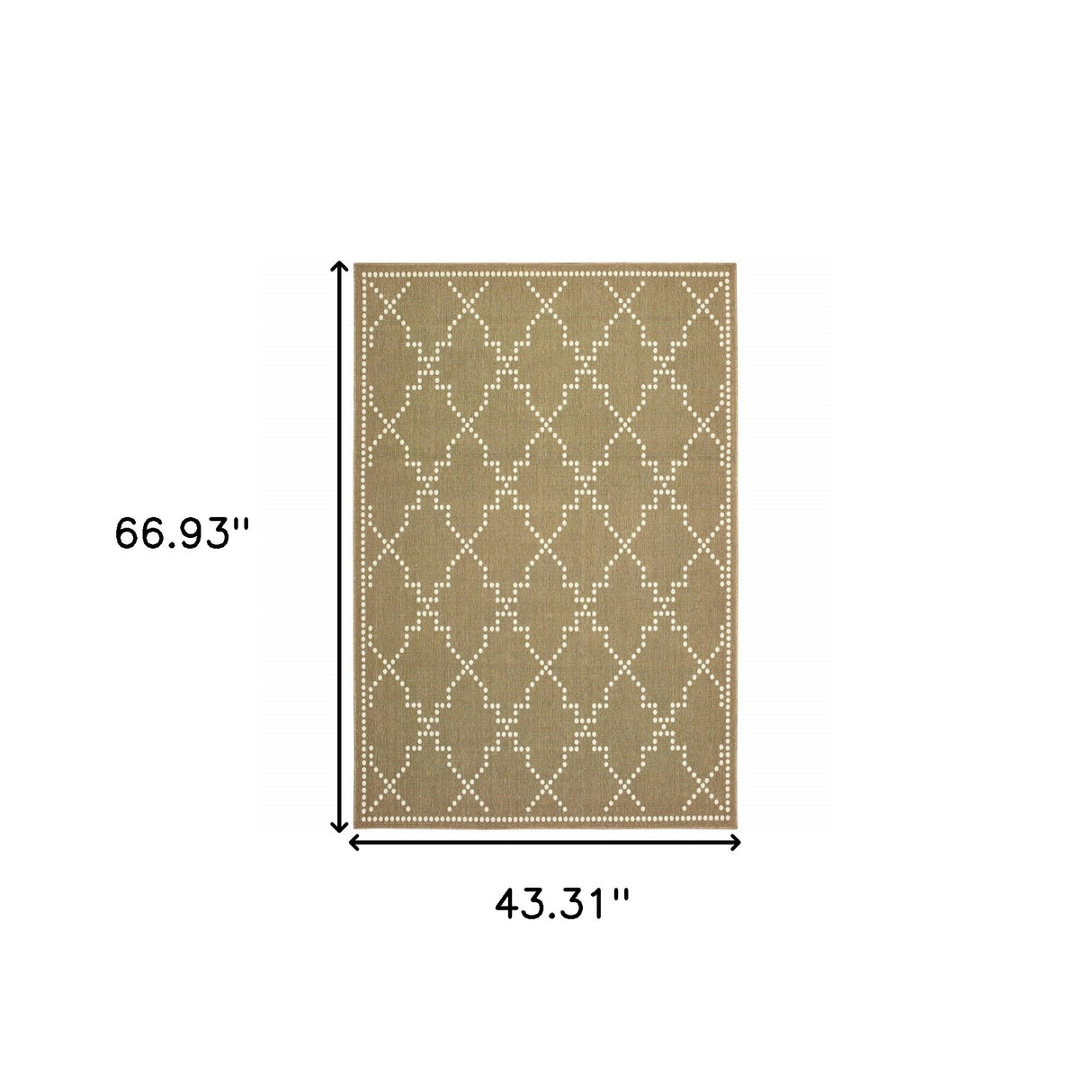 4' X 6' Tan Geometric Stain Resistant Indoor Outdoor Area Rug