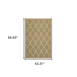 4' X 6' Tan Geometric Stain Resistant Indoor Outdoor Area Rug