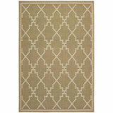 5' X 8' Tan Geometric Stain Resistant Indoor Outdoor Area Rug