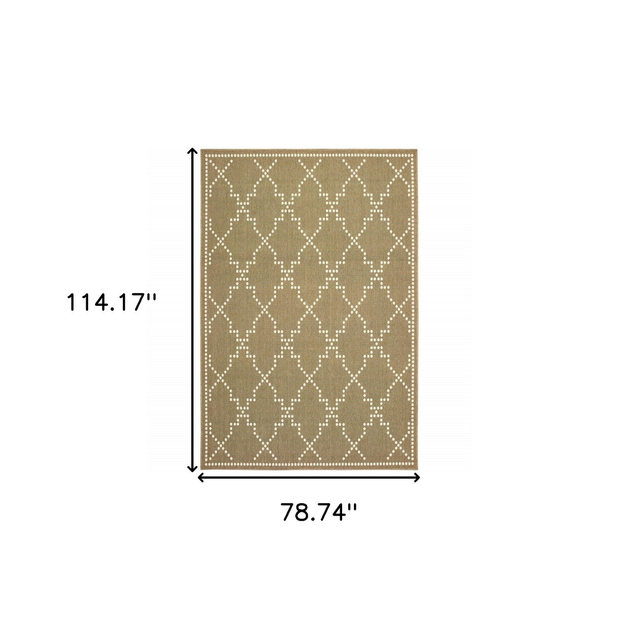 7' X 10' Tan Geometric Stain Resistant Indoor Outdoor Area Rug