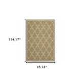 7' X 10' Tan Geometric Stain Resistant Indoor Outdoor Area Rug