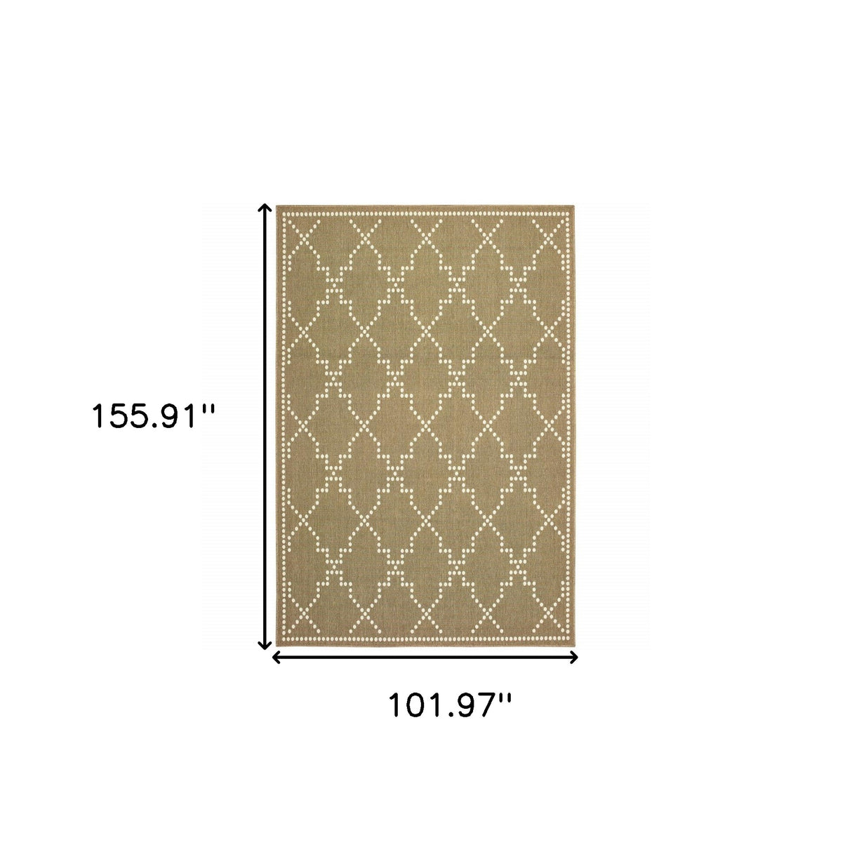 9' X 13' Tan Geometric Stain Resistant Indoor Outdoor Area Rug