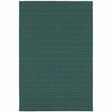 7' X 10' Blue and Green Geometric Stain Resistant Indoor Outdoor Area Rug