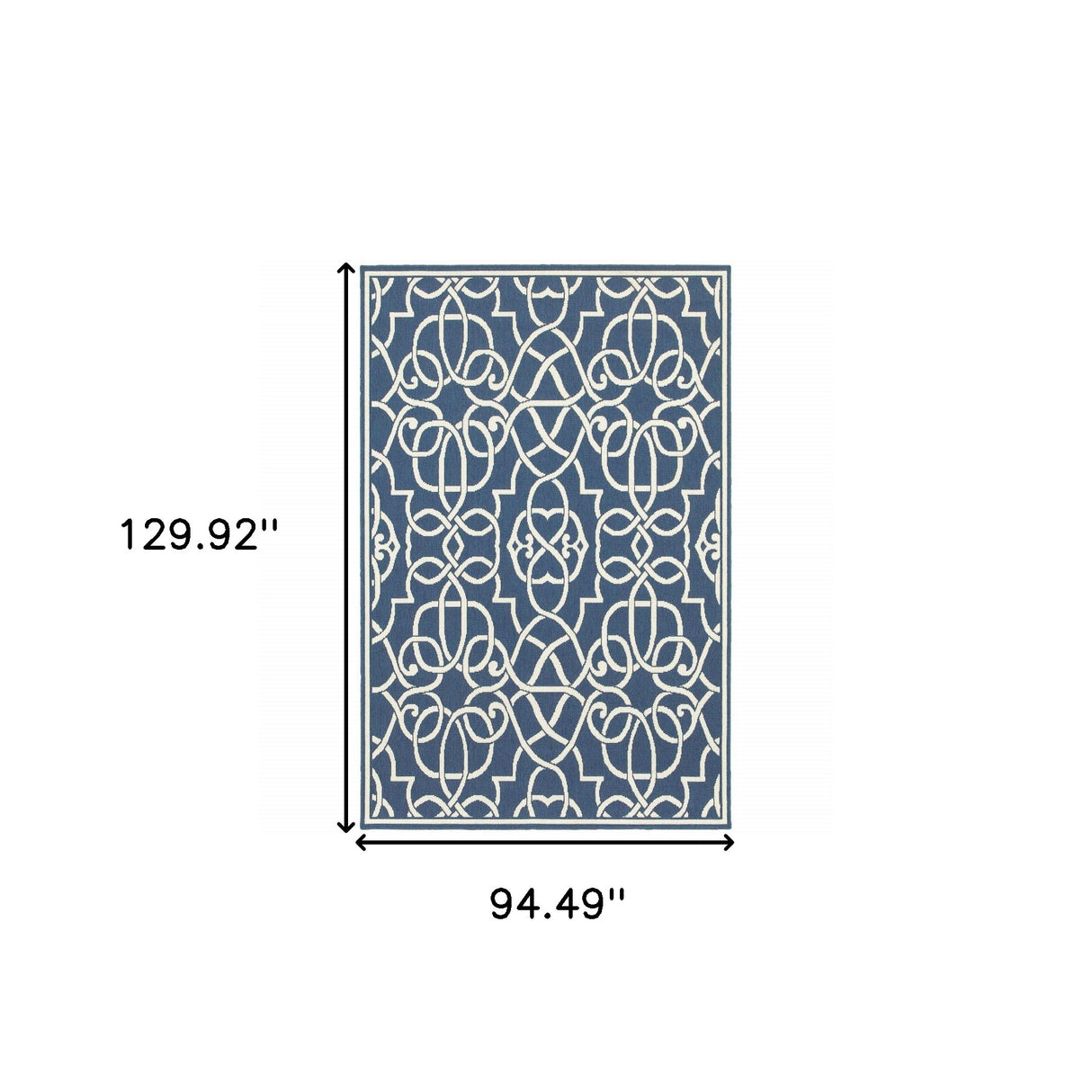 8' X 11' Blue and Ivory Geometric Stain Resistant Indoor Outdoor Area Rug