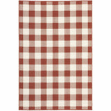 2' X 3' Red and Ivory Geometric Stain Resistant Indoor Outdoor Area Rug