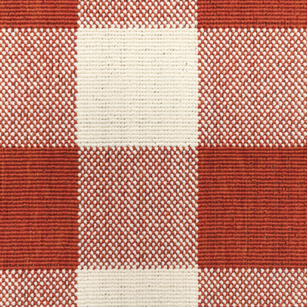 9' X 13' Red and Ivory Geometric Stain Resistant Indoor Outdoor Area Rug