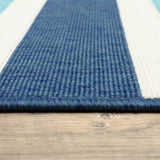 4' X 6' Blue and Ivory Geometric Stain Resistant Indoor Outdoor Area Rug