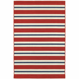 2' X 3' Red and Ivory Geometric Stain Resistant Indoor Outdoor Area Rug