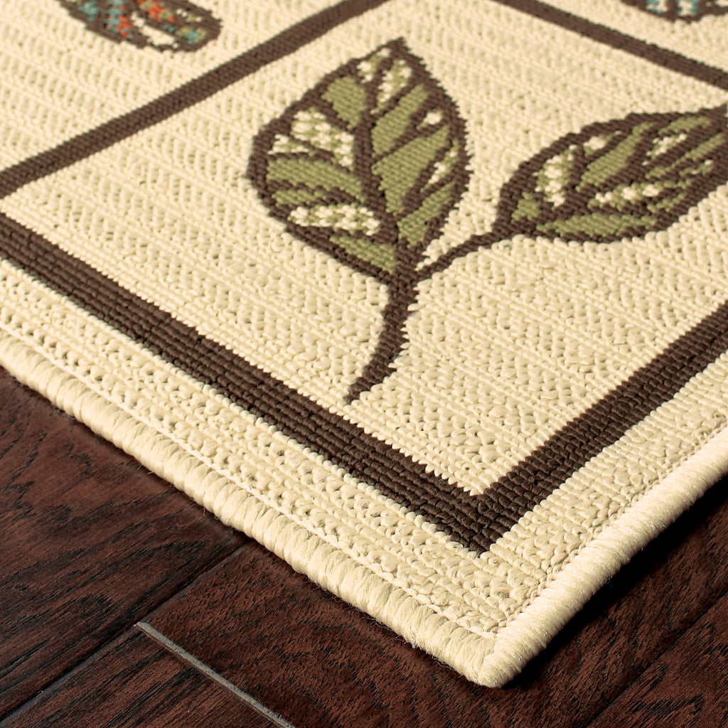 2' X 8' Brown and Ivory Abstract Stain Resistant Indoor Outdoor Area Rug