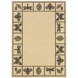 2' X 4' Brown and Ivory Abstract Stain Resistant Indoor Outdoor Area Rug