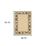 2' X 4' Brown and Ivory Abstract Stain Resistant Indoor Outdoor Area Rug