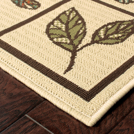 7' X 10' Brown and Ivory Abstract Stain Resistant Indoor Outdoor Area Rug