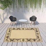 8' X 11' Brown and Ivory Abstract Stain Resistant Indoor Outdoor Area Rug