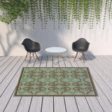 7' X 10' Blue Oriental Stain Resistant Indoor Outdoor Area Rug