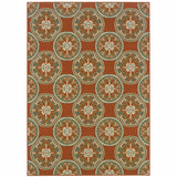 2' X 4' Brown and Ivory Floral Stain Resistant Indoor Outdoor Area Rug