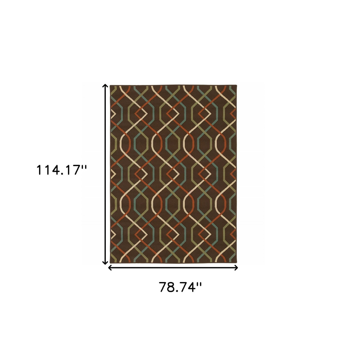 7' X 10' Brown and Ivory Geometric Stain Resistant Indoor Outdoor Area Rug