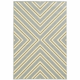 9' X 13' Gray and Ivory Geometric Stain Resistant Indoor Outdoor Area Rug