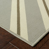 9' X 13' Gray and Ivory Geometric Stain Resistant Indoor Outdoor Area Rug