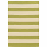 9' X 13' Green and Ivory Geometric Stain Resistant Indoor Outdoor Area Rug