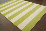 9' X 13' Green and Ivory Geometric Stain Resistant Indoor Outdoor Area Rug