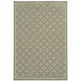 9' X 13' Gray and Ivory Geometric Stain Resistant Indoor Outdoor Area Rug