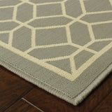 9' X 13' Gray and Ivory Geometric Stain Resistant Indoor Outdoor Area Rug