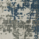 7' X 9' Blue and Beige Abstract Stain Resistant Indoor Outdoor Area Rug