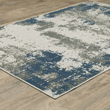 8' X 10' Blue and Beige Abstract Stain Resistant Indoor Outdoor Area Rug