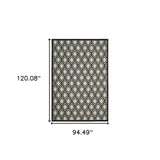 8' X 10' Beige and Black Geometric Stain Resistant Indoor Outdoor Area Rug