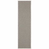 2' X 7' Beige Geometric Stain Resistant Indoor Outdoor Area Rug