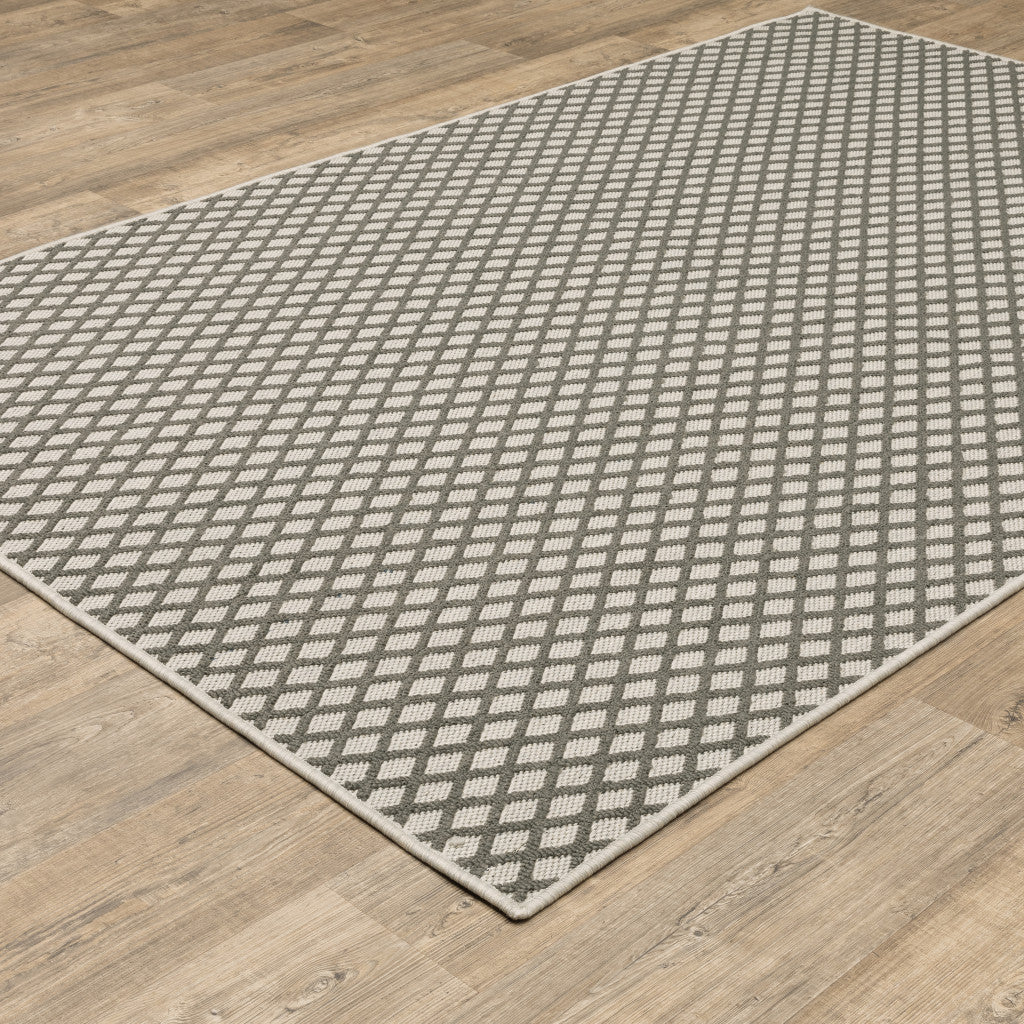 3' X 5' Beige Geometric Stain Resistant Indoor Outdoor Area Rug