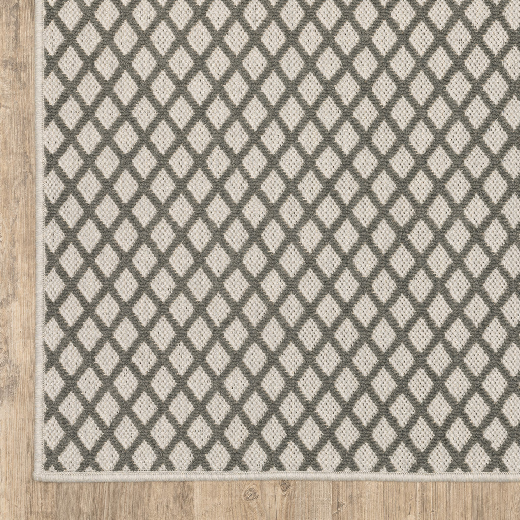 3' X 5' Beige Geometric Stain Resistant Indoor Outdoor Area Rug