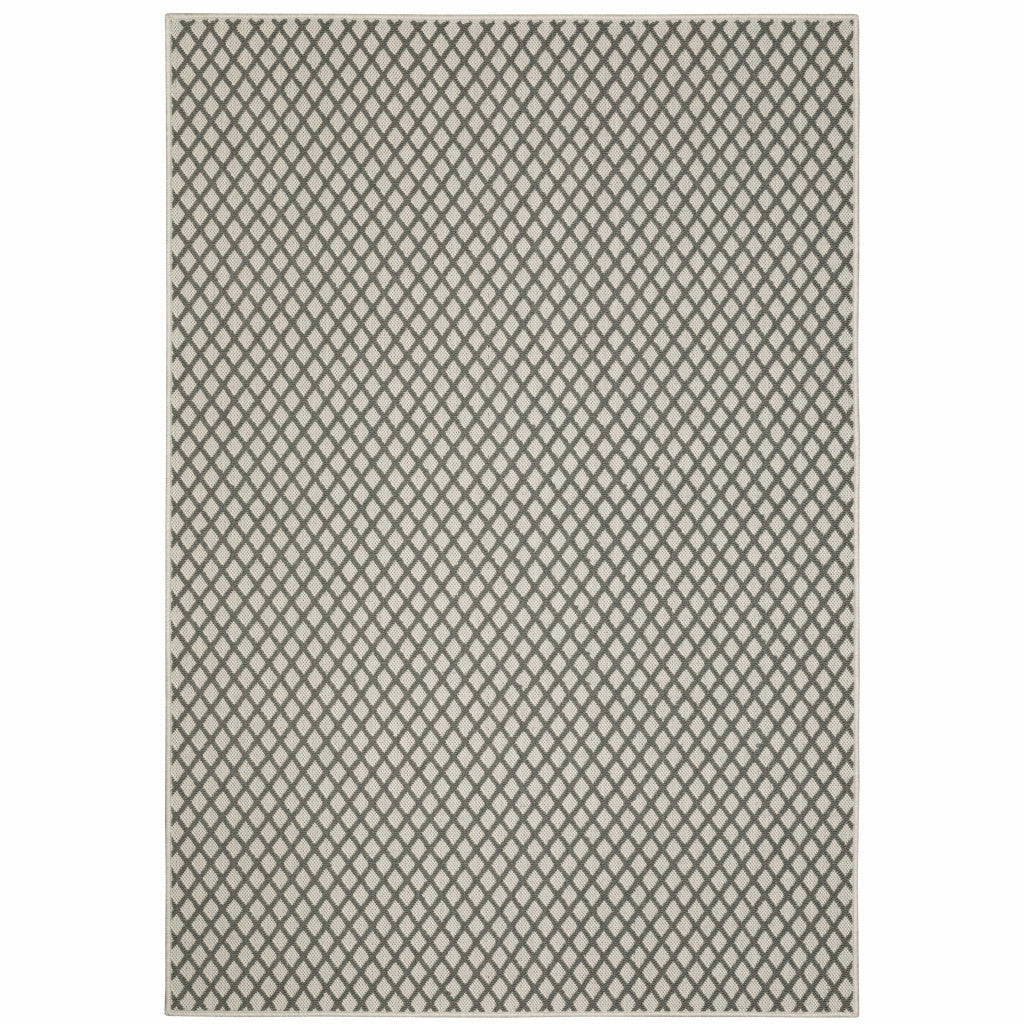 8' X 10' Beige Geometric Stain Resistant Indoor Outdoor Area Rug