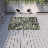 10' X 13' Beige and Black Abstract Stain Resistant Indoor Outdoor Area Rug