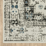 8' X 10' Blue and Beige Oriental Stain Resistant Indoor Outdoor Area Rug