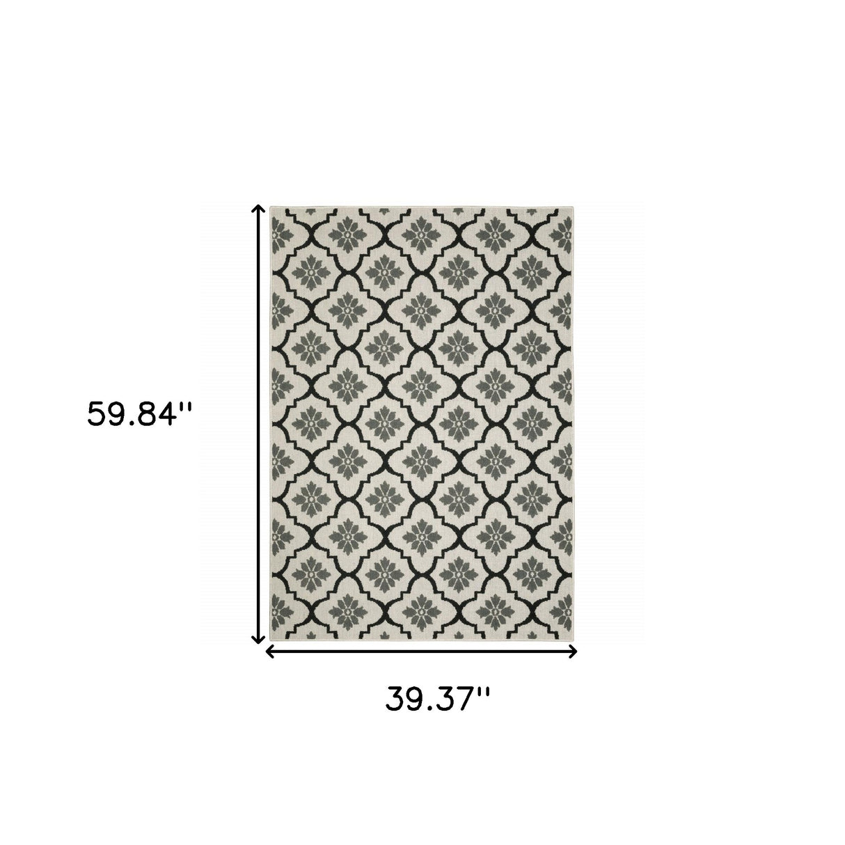 3' X 5' Beige and Black Geometric Stain Resistant Indoor Outdoor Area Rug