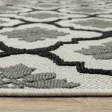 3' X 5' Beige and Black Geometric Stain Resistant Indoor Outdoor Area Rug