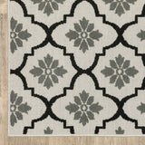 3' X 5' Beige and Black Geometric Stain Resistant Indoor Outdoor Area Rug